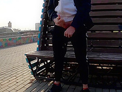 Guy Masturbates On The Promenade In The City Center