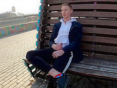 Guy Masturbates On The Promenade In The City Center