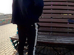 Guy Masturbates On The Promenade In The City Center