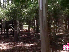 Lesbian nina masturbating in the woods