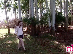 Lesbian nina masturbating in the woods