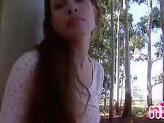 Lesbian nina masturbating in the woods