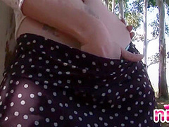 Lesbian nina masturbating in the woods