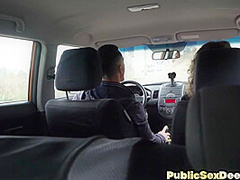 Mature driving examinator spreads pussy