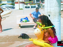 Public wild ebony bae fucked by huge dick in missionary