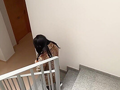 Catwoman Outdoors. Cat Rescued From Evil Thief Neighbours Roof. Part 3 Of 4