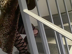 Catwoman Outdoors. Cat Rescued From Evil Thief Neighbours Roof. Part 3 Of 4