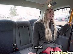 Public car bae fucked in anal hole by big white dick