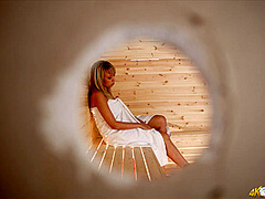 Millie Fenton in Sauna Spy - DownblouseJerk