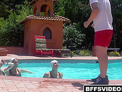 Swimmer Hot Babes Foursome With Their Coach