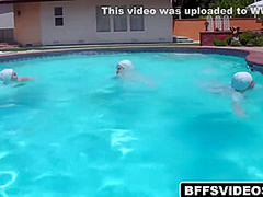 Swimmer Hot Babes Foursome With Their Coach