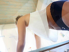 Laura in Sheer Upblouse - DownblouseJerk