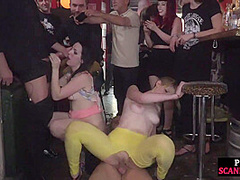 Public orgy babe assdrilled 4 voyeurs with throating slut