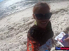 Beach sex in public with big ass Thai girlfriend who has an amazing big ass