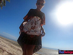 Beach sex in public with big ass Thai girlfriend who has an amazing big ass