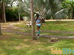 Tobie teen goes solo masturbating outdoors