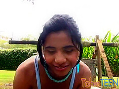 Tobie teen goes solo masturbating outdoors