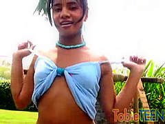 Tobie teen goes solo masturbating outdoors