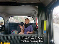Tattooed taxi slut in stockings gets fucked in car by driver