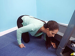 Rebecca G in Treadmill Tease - DownblouseJerk