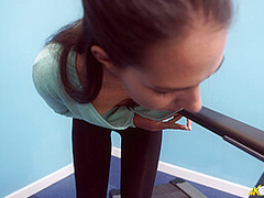 Rebecca G in Treadmill Tease - DownblouseJerk