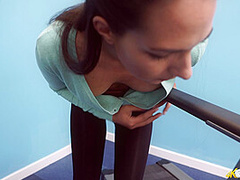 Rebecca G in Treadmill Tease - DownblouseJerk