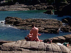 Blond Girl Enjoy Threesome At Beach