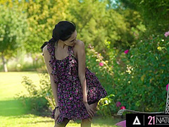 21 NATURALS - Sexy Brunette Alyssa Bounty Wants A Hard Dick In Her Tight Butt While Fucking Outside