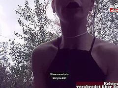 German redhead techno bitch teen fuck in public