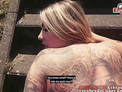 Public Sex Date at berlin freeway with german tattoo slut