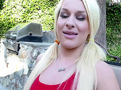 Older Stepdad Makes Blonde Teen Stepdaughter Taste His Overflowing Creampie Cum