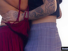 Hot Babes Aiden And Goth Incrdible Outdoor Lesbian Sex