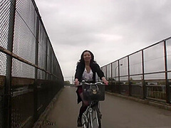 Mature Japanese outdoor bottomless bicycle riding and sex