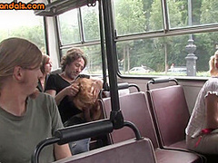 Public bitch drilled in bus b4 she gets fucked outdoor