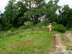 Blonde teen fucking oldie