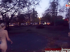Real Public Car pick up date with german blonde street slut