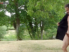 CFNM femdom British babes suck ad wank cock outside in group