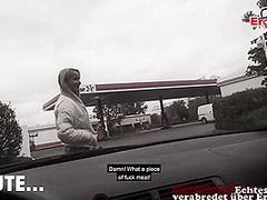 German Blonde skinny street hooker Pickup in Car for Outdoor Fuck