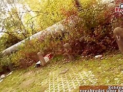 German Blonde skinny street hooker Pickup in Car for Outdoor Fuck