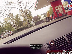 Cute shy Student teen try outdoor date with german pick up guy
