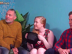Voyeur group watching British babe fucked in room next them