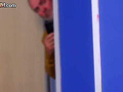 Voyeur group watching British babe fucked in room next them