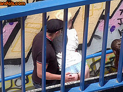 Public pissed GF rough fucked in throat in front of voyeurs