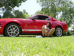 College Hottie Gives Car Body Shine With T&A - PornWorld