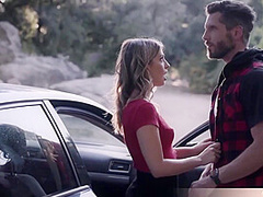 His Cute Blonde Gf Loves To Fuck Outdoors By The Road