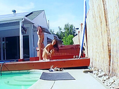 Brunette Teenie Models Have Lesbo Sex In Pool