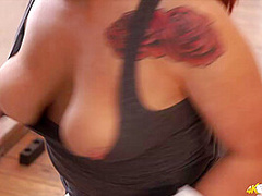 Lizzie in Punching Puppies - DownblouseJerk
