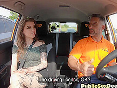 Public bitch fucked by stiff fucker in wet pussy hole