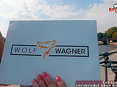 German chubby blonde slut picked up for public blind date