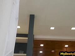 Big booty Ebony MILF fucked by masseur after footjob